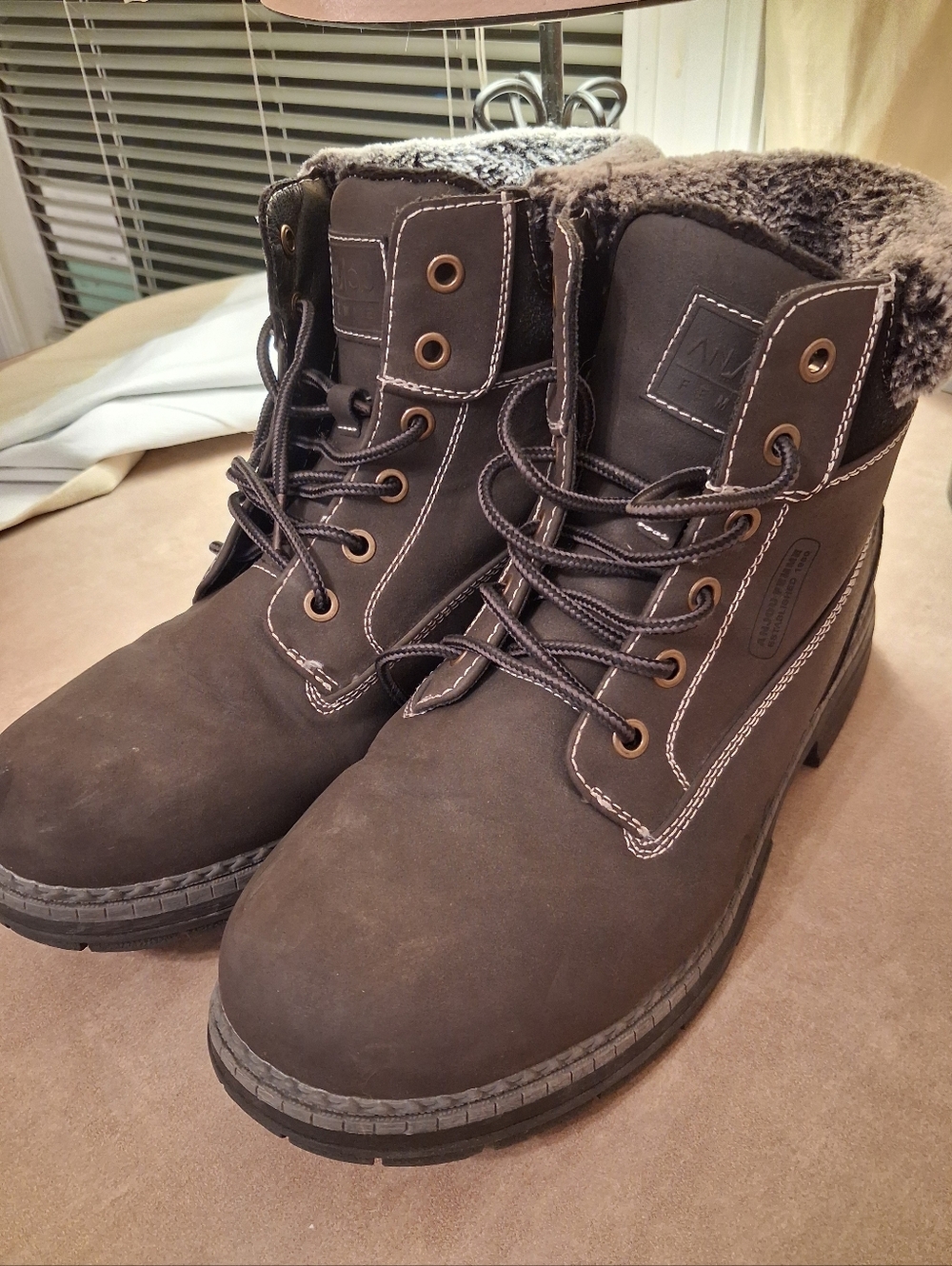 Men's Brown Faux-Fur Lined Winter Boots